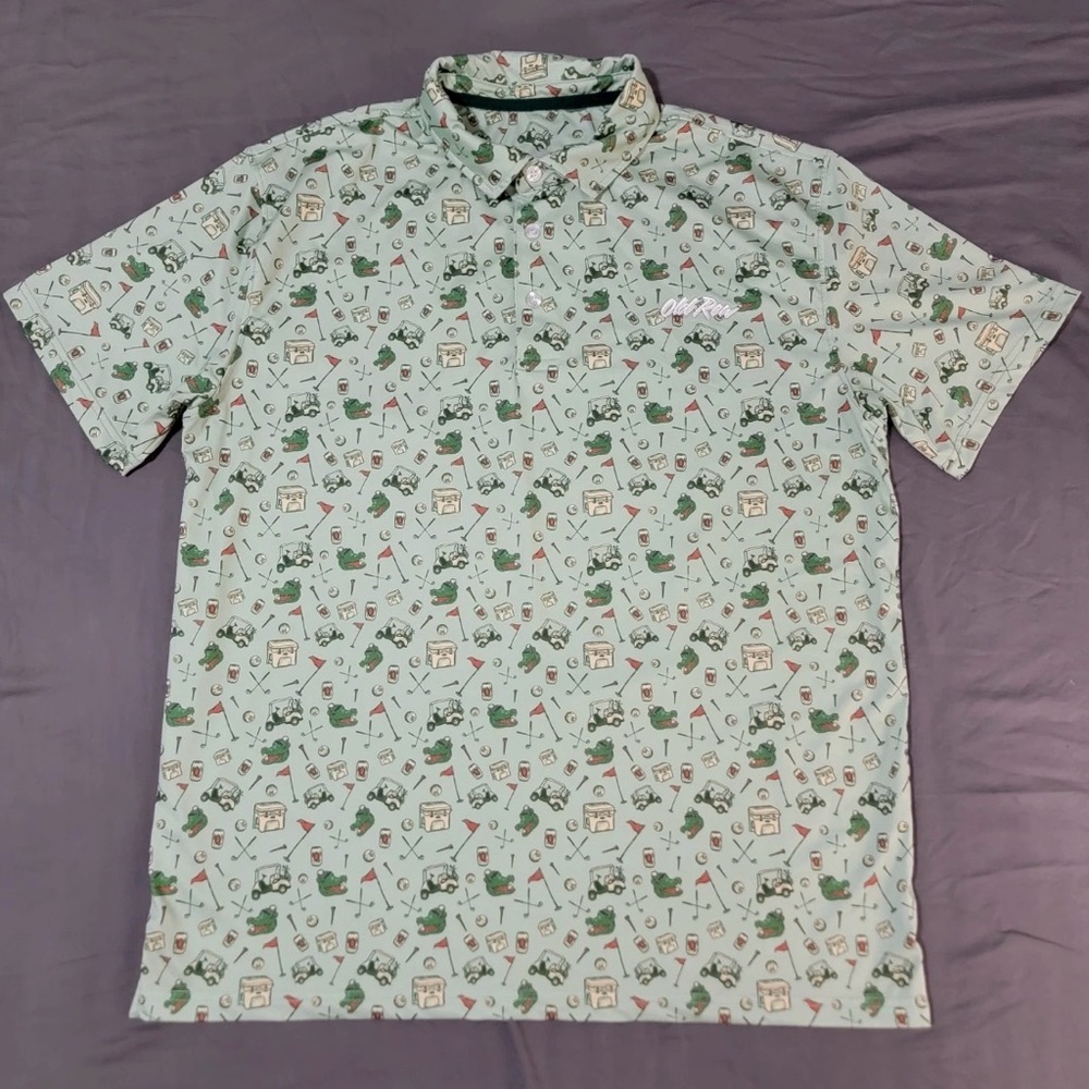 Men's Light Green Novelty Print Polo Shirt